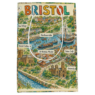 Geïllustreerde kaart van Bristol oriëntatiepunten Medium Cadeauzakje