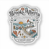 Geïllustreerde kaart van Brooks Alberta Canada Sticker (Voorkant)