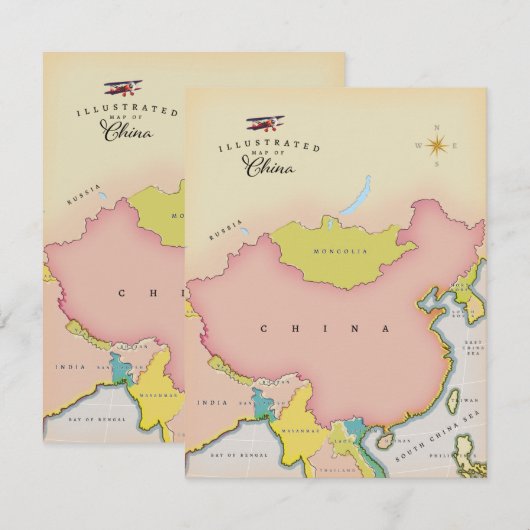 Geïllustreerde kaart van China (Voorkant / Achterkant)