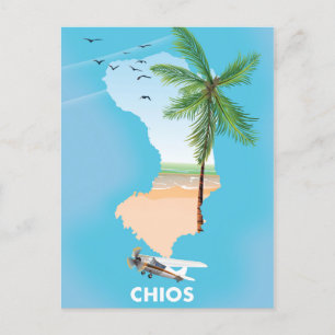 Geïllustreerde kaart van Chios Griekenland.