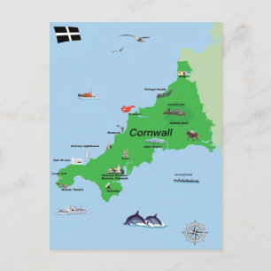 Geïllustreerde kaart van Cornwall
