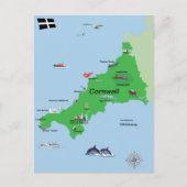 Geïllustreerde kaart van Cornwall (Voorkant)