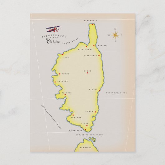 Geïllustreerde kaart van Corsica (Voorkant)