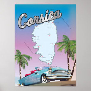 Geïllustreerde kaart van Corsica Poster