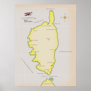Geïllustreerde kaart van Corsica Poster