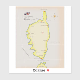 Geïllustreerde kaart van Corsica Sticker