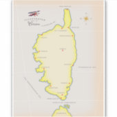 Geïllustreerde kaart van Corsica Sticker (Voorkant)