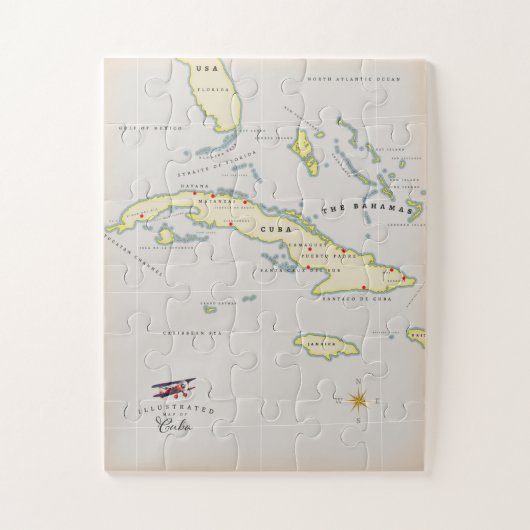Geïllustreerde kaart van Cuba Legpuzzel (Verticaal)