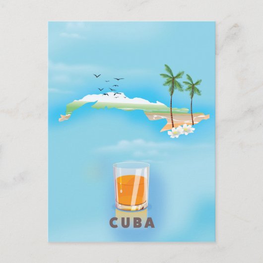 Geïllustreerde kaart van Cuba reisposter (Voorkant)