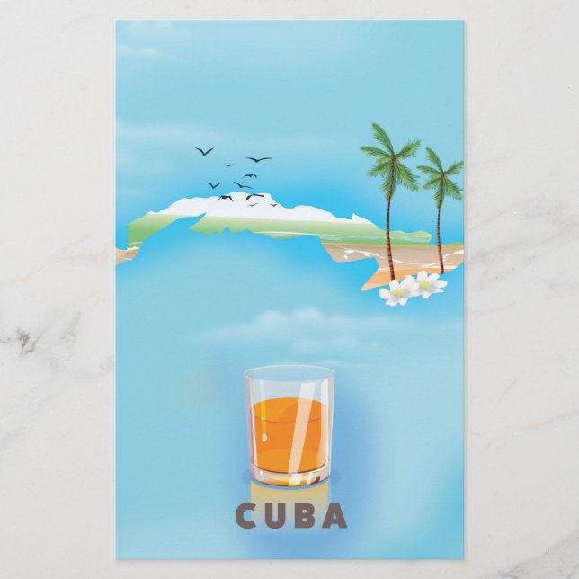 Geïllustreerde kaart van Cuba reisposter (Voorkant)