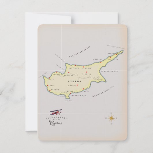 Geïllustreerde kaart van Cyprus. (Achterkant)