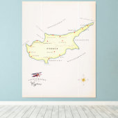 Geïllustreerde kaart van Cyprus. Canvas Afdruk (Insitu (Houten vloer))