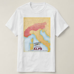 Geïllustreerde kaart van de Alpen T-shirt