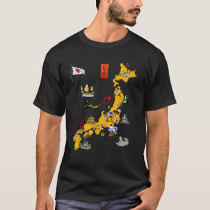 Geïllustreerde kaart van de belangrijkste beziensw t-shirt