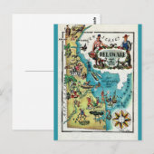 Geïllustreerde kaart van Delaware als ansichtkaart (Voorkant / Achterkant)