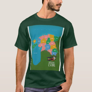 Geïllustreerde kaart van Estland T-shirt