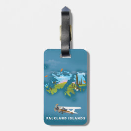 Geïllustreerde kaart van Falklandeilanden Bagagelabel