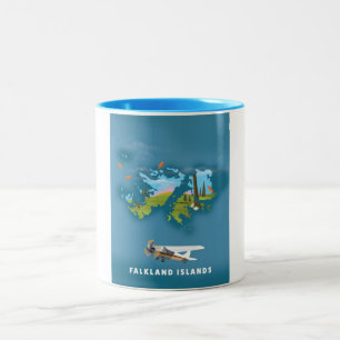 Geïllustreerde kaart van Falklandeilanden Tweekleurige Koffiemok