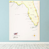 Geïllustreerde kaart van Florida Canvas Afdruk (Insitu (Houten vloer))