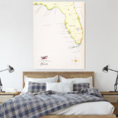 Geïllustreerde kaart van Florida Canvas Afdruk (Insitu (Slaapkamer))