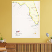 Geïllustreerde kaart van Florida Canvas Afdruk (Insitu (Woonkamer))
