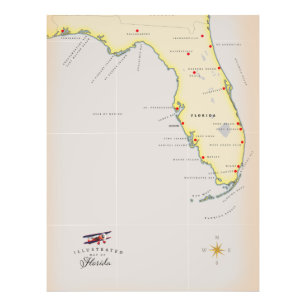 Geïllustreerde kaart van Florida Foto Afdruk