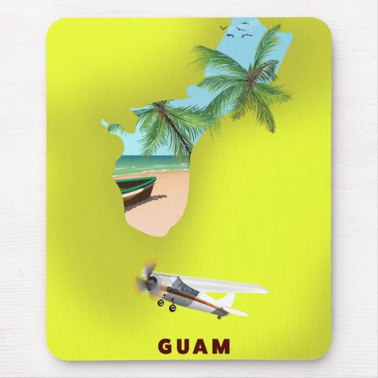 Geïllustreerde kaart van Guam reisposter Muismat (Voorkant)