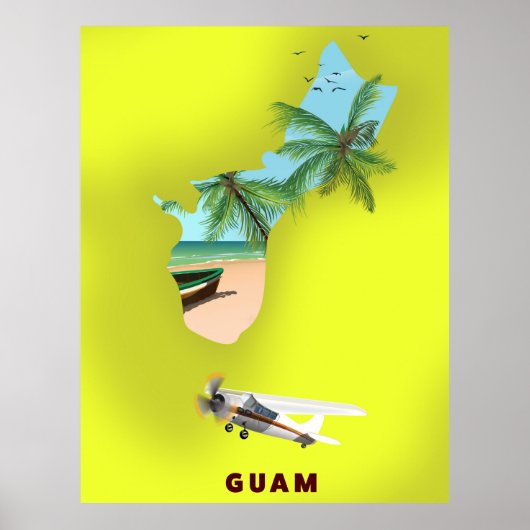 Geïllustreerde kaart van Guam reisposter Poster (Voorkant)
