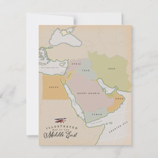 Geïllustreerde kaart van het Midden-Oosten. (Achterkant)