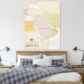 Geïllustreerde kaart van het Midden-Oosten. Canvas Afdruk (Insitu (Slaapkamer))