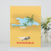 Geïllustreerde kaart van Hispaniola print. (Staand voorkant)