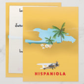 Geïllustreerde kaart van Hispaniola print. (Voorkant / Achterkant)
