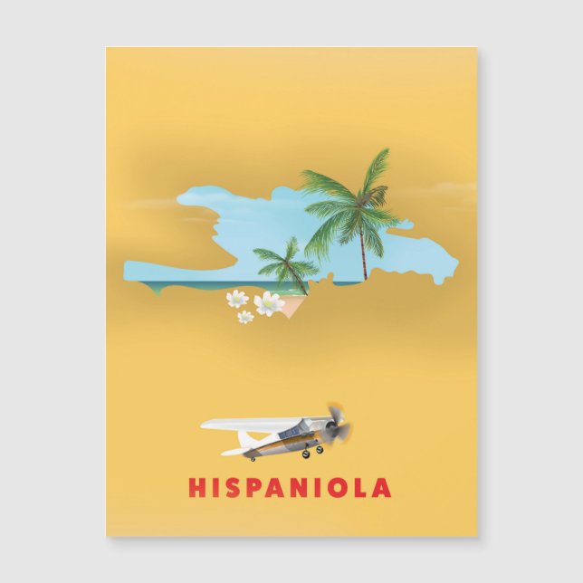 Geïllustreerde kaart van Hispaniola print. (Voorkant)