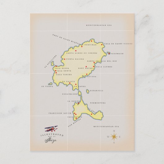 Geïllustreerde kaart van Ibiza (Voorkant)