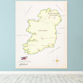 Geïllustreerde kaart van Ierland Canvas Afdruk (Insitu (Houten vloer))