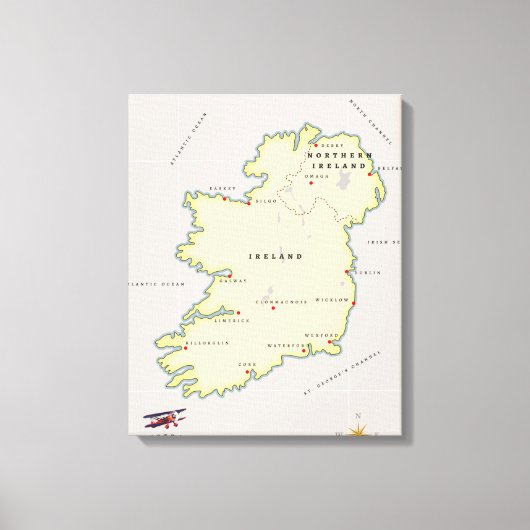 Geïllustreerde kaart van Ierland Canvas Afdruk (Voorkant)