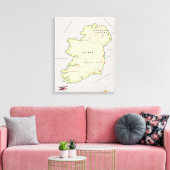 Geïllustreerde kaart van Ierland Canvas Afdruk (Insitu (Woonkamer))
