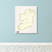 Geïllustreerde kaart van Ierland Canvas Afdruk (Insitu (Houten vloer))