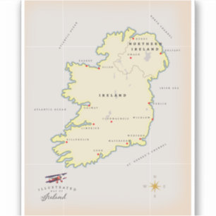 Geïllustreerde kaart van Ierland Sticker