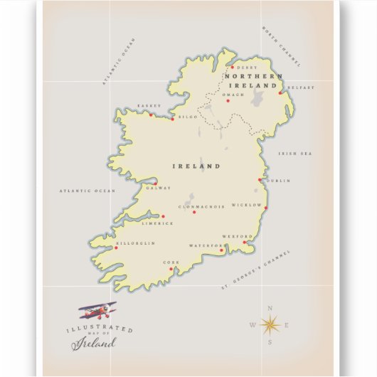 Geïllustreerde kaart van Ierland Sticker (Voorkant)