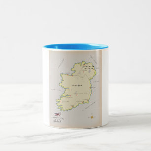 Geïllustreerde kaart van Ierland Tweekleurige Koffiemok