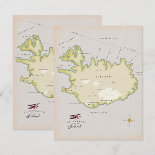 Geïllustreerde kaart van IJsland (Voorkant / Achterkant)