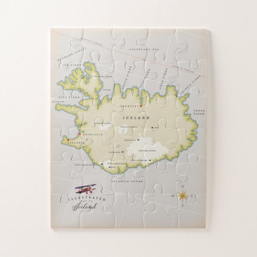 Geïllustreerde kaart van IJsland Legpuzzel (Verticaal)