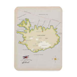 Geïllustreerde kaart van IJsland Magneet