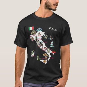 Geïllustreerde kaart van Italië vlag de grote sted T-shirt