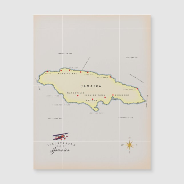 Geïllustreerde kaart van Jamaica. (Voorkant)