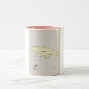 Geïllustreerde kaart van Jamaica. Tweekleurige Koffiemok