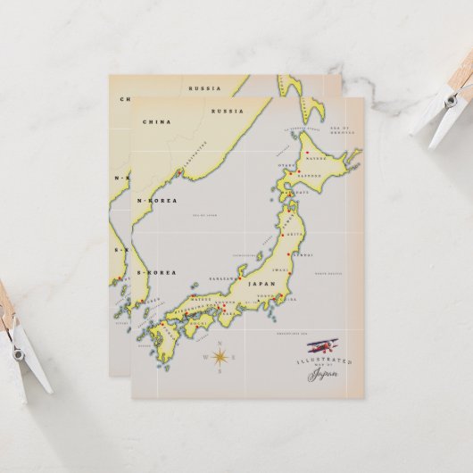 Geïllustreerde kaart van Japan (Voorkant / Achterkant in situ)
