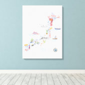 Geïllustreerde kaart van Japan Canvas Afdruk (Insitu (Houten vloer))