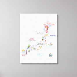 Geïllustreerde kaart van Japan Canvas Afdruk